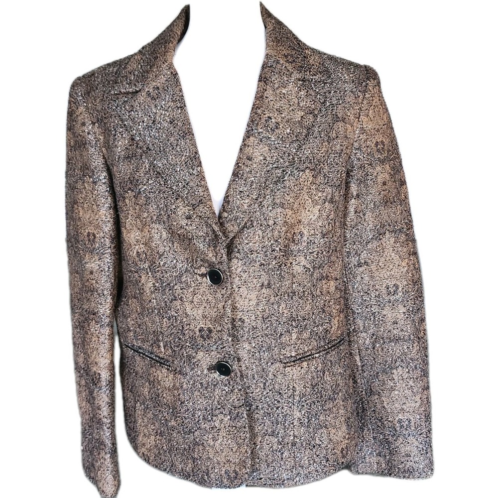 Rafaella Jacket Blazer Womens 16 Brown Copper Marled Tweed Shimmer Career Events